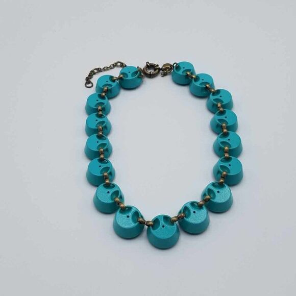 J Crew Jumbo Blue Teal Brulee Crystal Statement Necklace - Picture 3 of 12